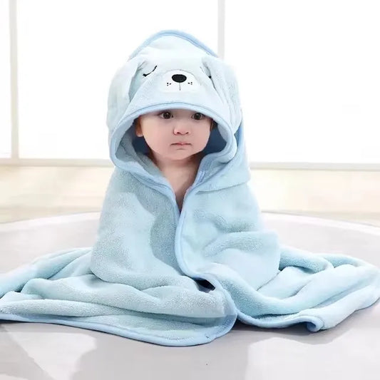 Little One's Luxury: Plush Cartoon Hooded Towels for Gentle Drying_Dog