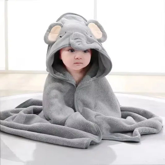 Little One's Luxury: Plush Cartoon Hooded Towels for Gentle Elephant Main 