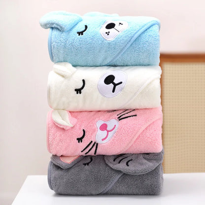 Little One's Luxury: Plush Cartoon Hooded Towels for Gentle Drying