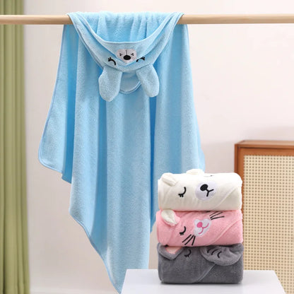 Little One's Luxury: Plush Cartoon Hooded Towels for Gentle Drying