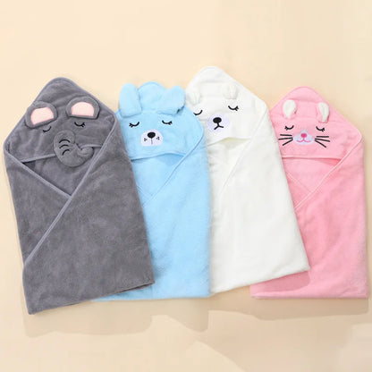 Little One's Luxury: Plush Cartoon Hooded Towels for Gentle Drying
