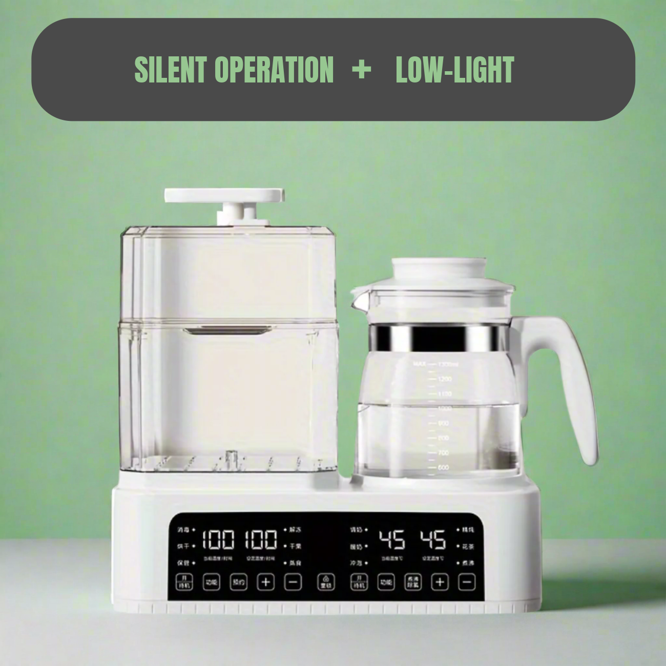 The Ultimate Baby Bottle & Beverage Station: 4-in-1 Sterilizer, Dryer, Warmer & Brewer Silent Operation Low Light

